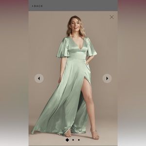 David’s Bridal Satin Sage Green Bridesmaids Dress size 18